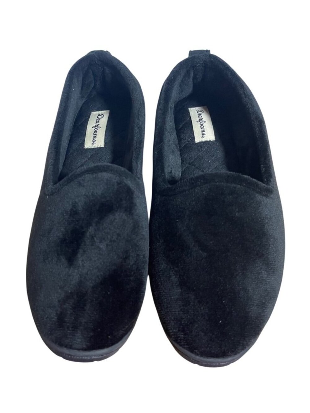 Dearfoams Womens Rachel Velour Closed Back Slippers In Black M 7/8